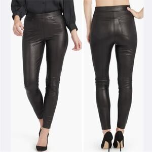 SPANX Leather-Like Ankle Skinny Pants in Noir - Size L